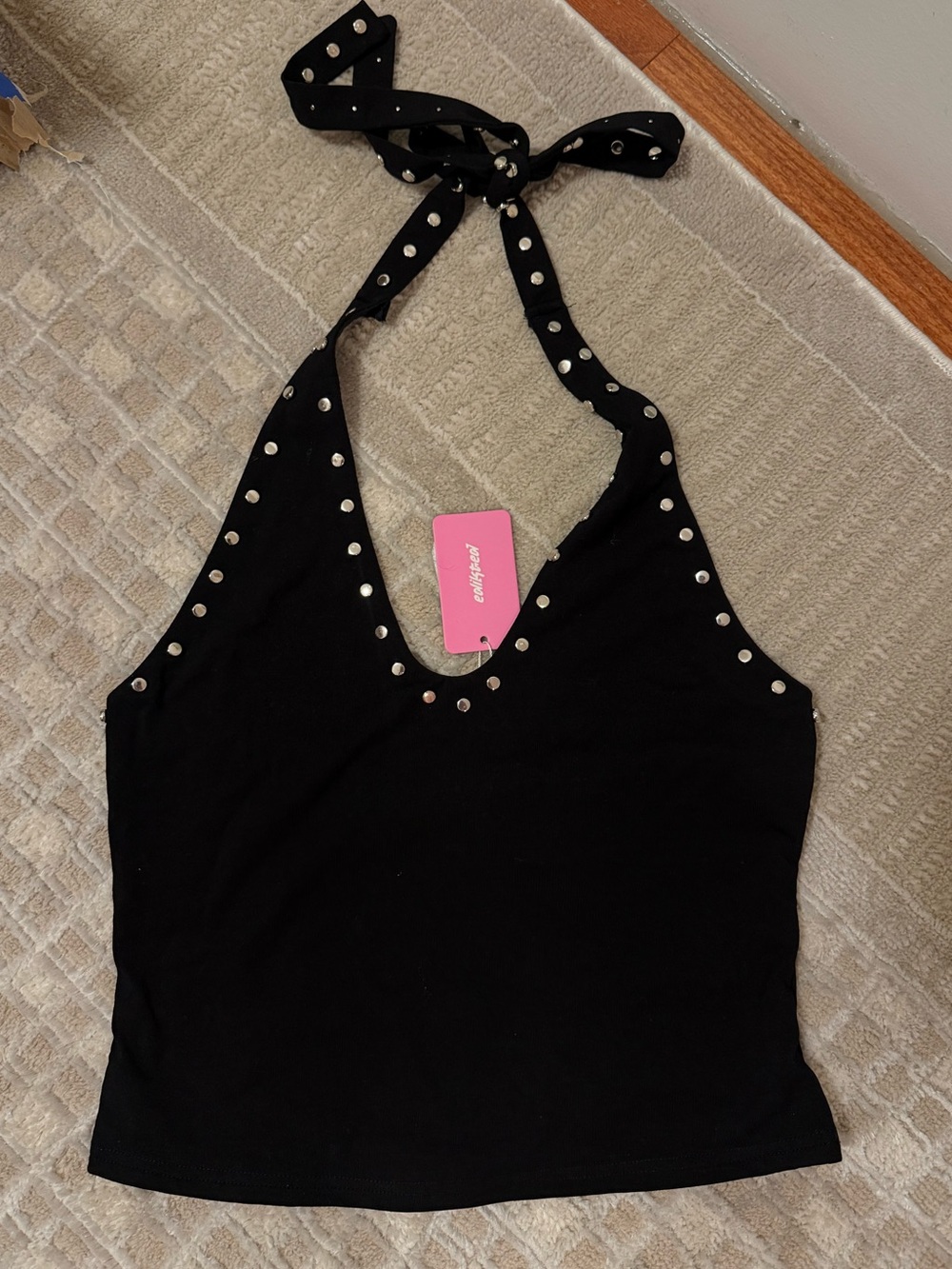 Edikted Black Studded Halter Top
